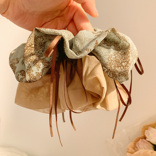 民族风腰果花网纱大肠发圈女复古百搭小众头绳扎头发丸子头发饰