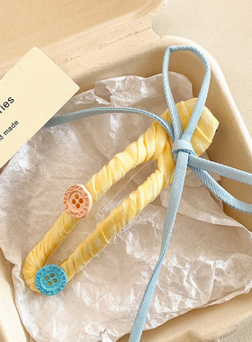 韩系小清新黄色蝴蝶结发夹女高级感百搭夹子头饰刘海边夹侧边发卡