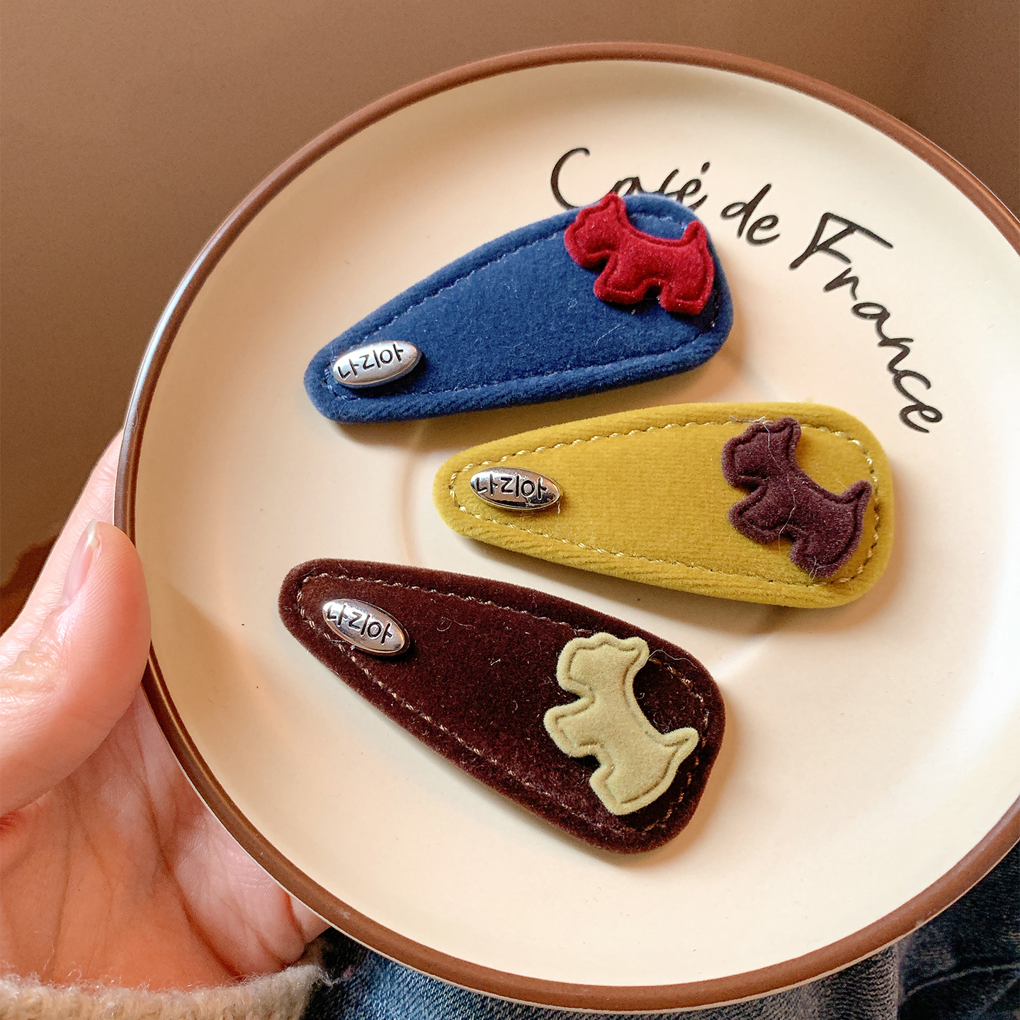 韩系ins风撞色小狗发夹边夹