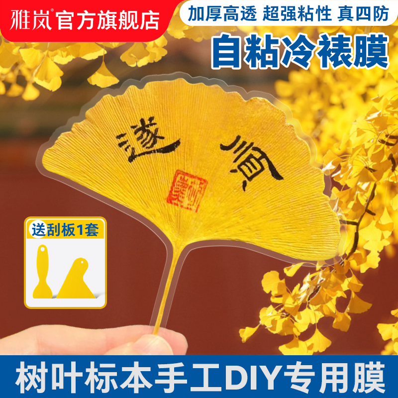 自粘冷裱膜树叶昆虫蝴蝶标签标本照片塑封膜高光哑光自粘海报保护膜植物标本相片冷膜6寸 5寸 A4镭射冷裱膜