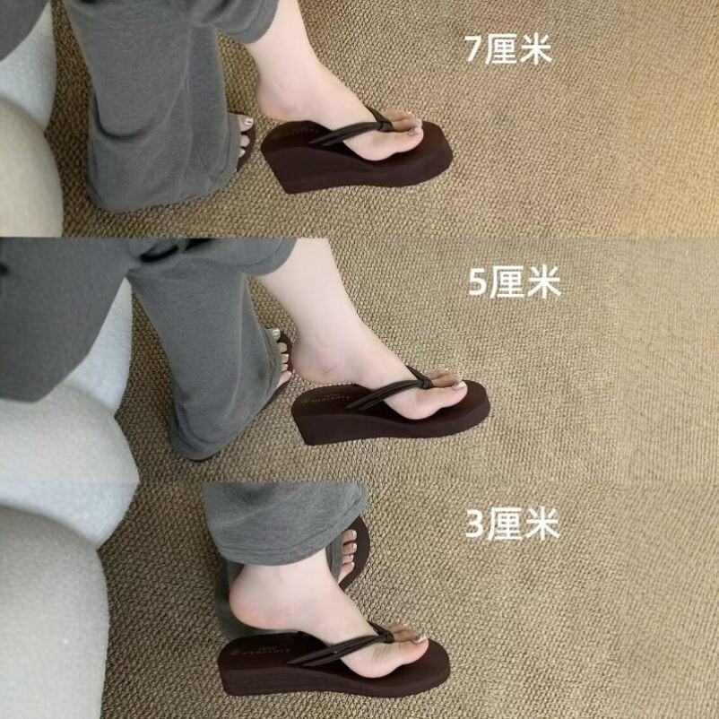美貌与舒适度共存!!好洋气!超轻EVA坡跟增高不磨脚夹趾人字拖~