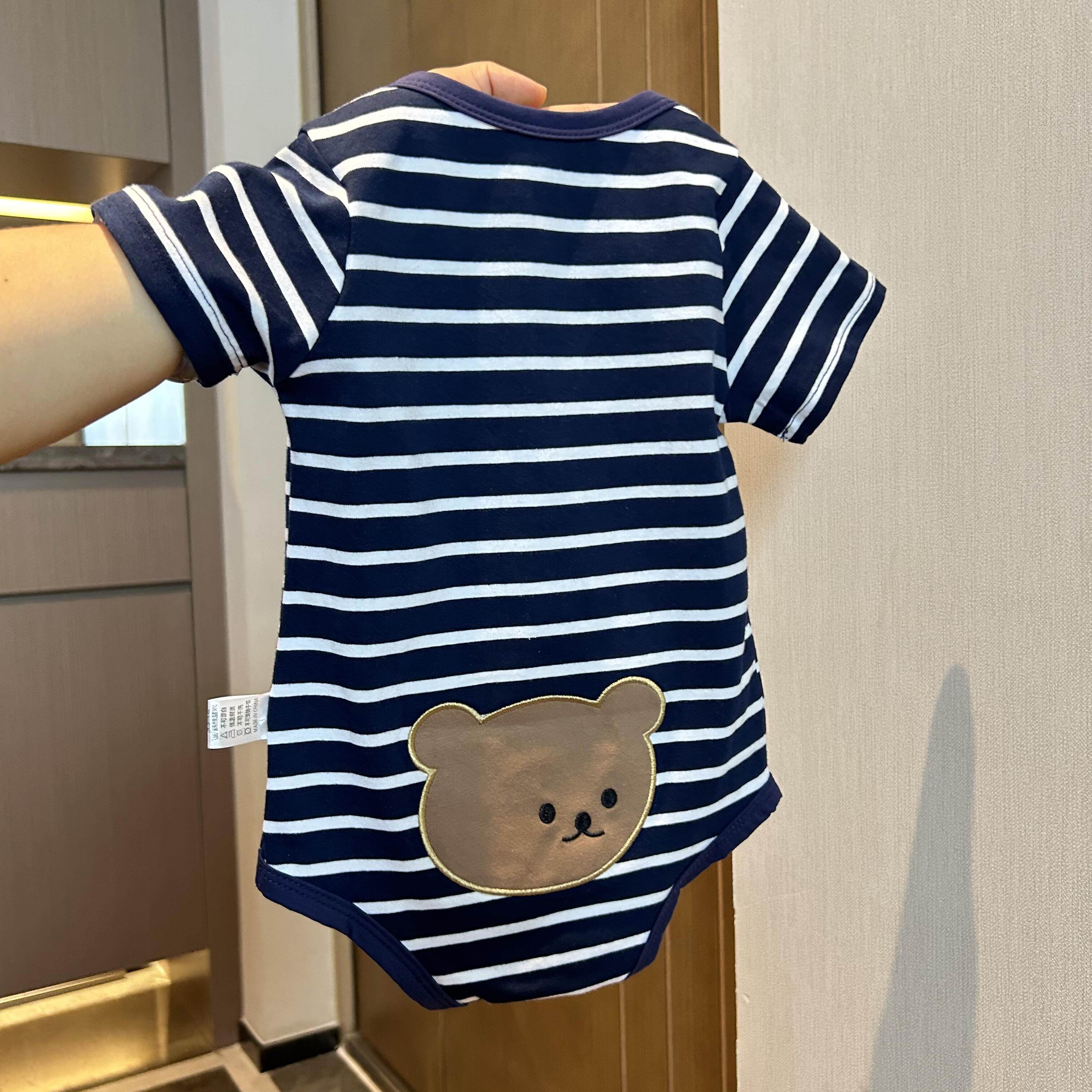 夏日婴儿包屁衣薄款宝宝短袖爬服a类连体衣三角哈衣护肚包臀睡衣