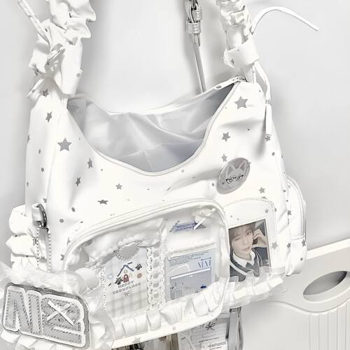日系星星追星痛包女二次元单肩斜挎包大容量吧唧包书包娃包邮差包