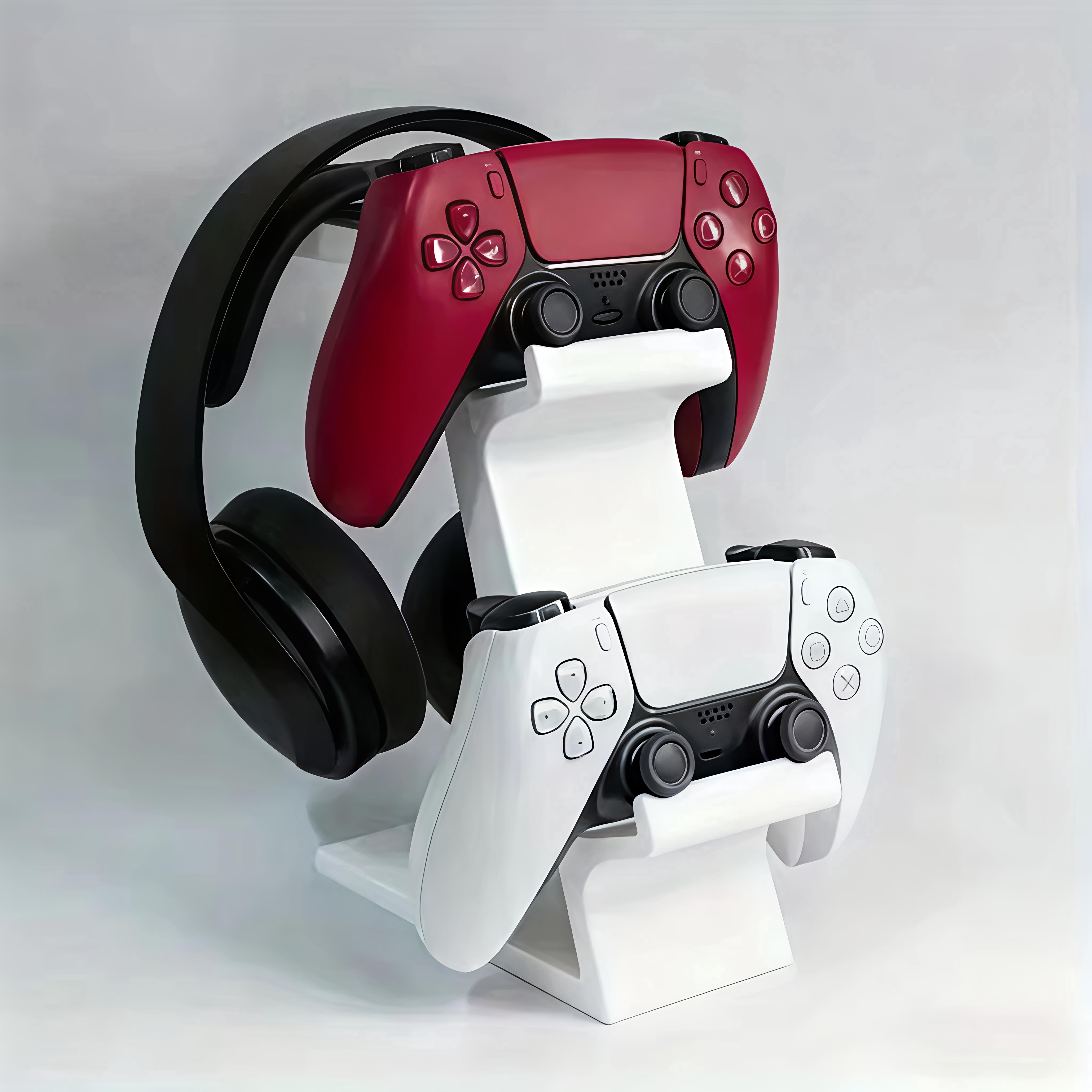 三合一ps5/4 xbox switch双层手柄耳机桌面简洁收纳支架图片