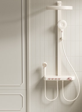 陶谷 新品淋浴花洒套装恒温奶白色顶喷沐浴增压喷头过滤花洒80090