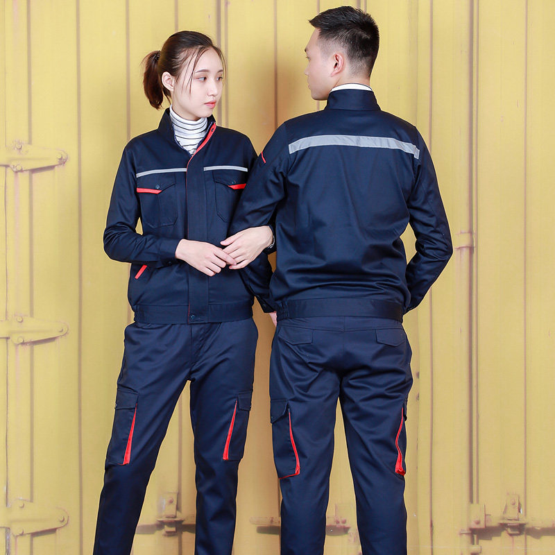长袖工作服套装男春秋冬季上衣耐磨汽修厂服电焊工地反光条劳保服