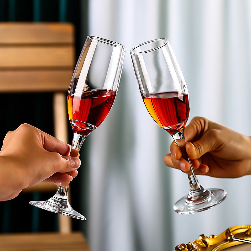 水晶玻璃香槟杯高脚杯起泡酒杯套装家用创意红酒杯酒杯鸡尾酒杯子