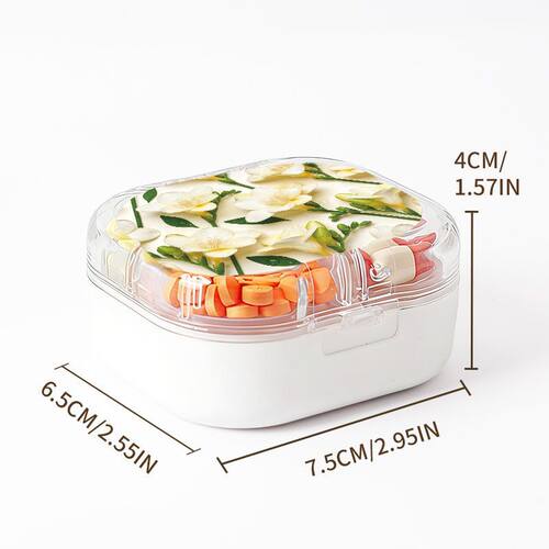 素白野菊密封防潮家用旅行随身分装盒子八格便携药盒一周药片分装