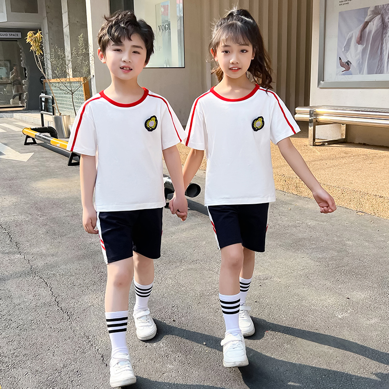 幼儿园园服夏装儿童运动会班服套装夏季短袖圆领毕业照小学生校服