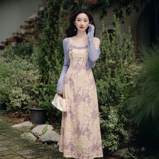 蕾丝吊带连衣裙海边度假长裙 2025夏日绝美小裙子独特漂亮掐腰法式