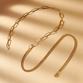 双姝AB链 18k黄金万能项链手链素链粗链方格古巴链按压双扣黄粗