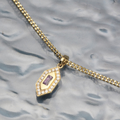 绽放 小盾牌 18K金法风系列温柔扣子可拆镶嵌设计钻石蓝宝石吊坠