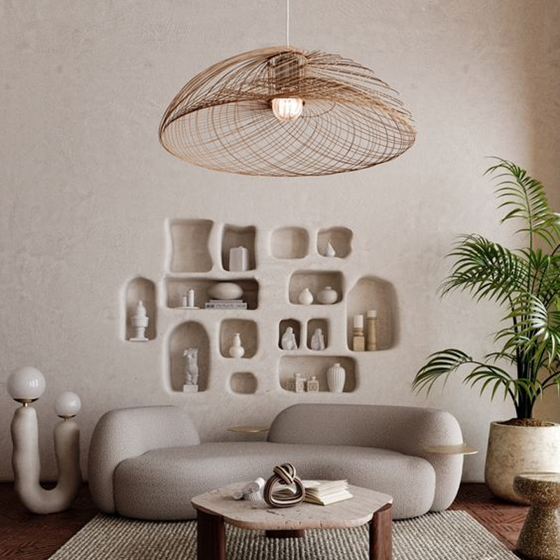 日式藤编吊灯侘寂风民宿客厅餐厅饭店茶室灯东南亚手工编织具灯
