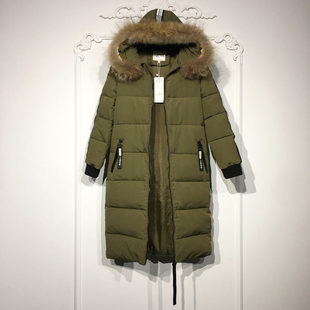 M.L系列 8253S078 时尚真毛领长款羽绒服品牌女装折扣颦