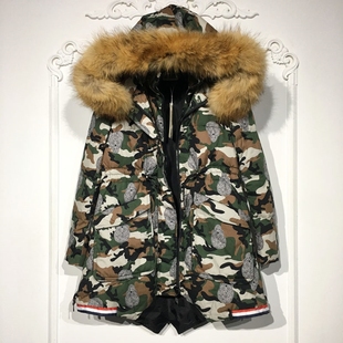 真毛领羽绒服品牌女装 时尚 折扣颦 8279S096 潮系列