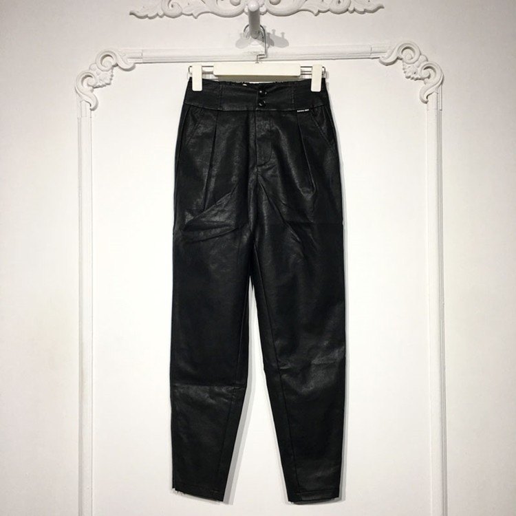 嬉PSN系列 8302S094 时尚PU皮长裤品牌女装折扣颦