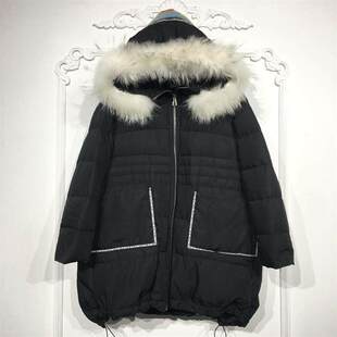 潮系列 8128S260 时尚真毛领长款羽绒服品牌女装折扣颦