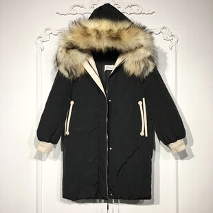 潮系列 8277S230 时尚真毛领羽绒服品牌女装折扣颦