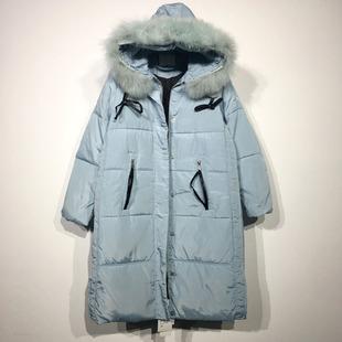 MFF系列 D86326 时尚真毛领长款羽绒服品牌女装折扣颦