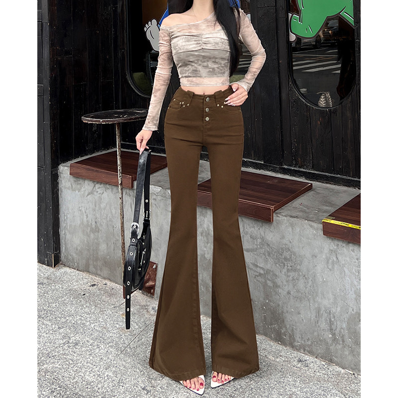 纯欲辣妹紧身微喇叭牛仔裤女2026秋季新款休闲小个子高腰马蹄裤潮