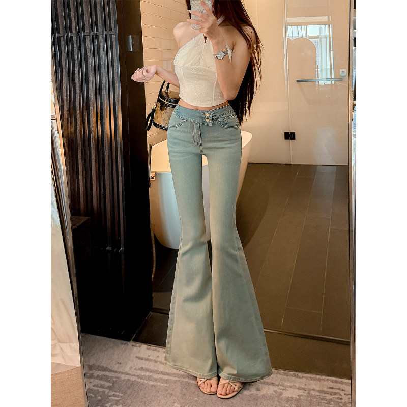 郑小亮辣妹高腰微喇叭牛仔裤女2026秋季新款小个子修身显瘦马蹄裤