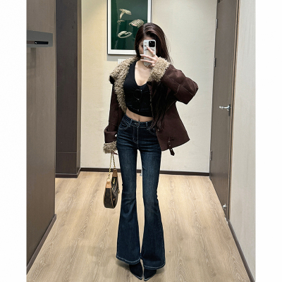 纯欲辣妹紧身微喇叭牛仔裤女时尚2025秋冬新款低腰显瘦马蹄裤洋气