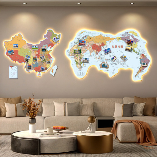 磁吸照片中国世界发光装饰画灯画