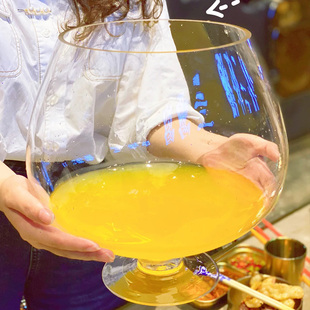 超大啤酒杯巨大特大号水杯巨型果汁杯大容量红酒高脚杯酒吧玻璃杯