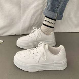 女2025春季 休闲运动板鞋 新款 子女ins潮春季 学生百搭厚底鞋 小白鞋