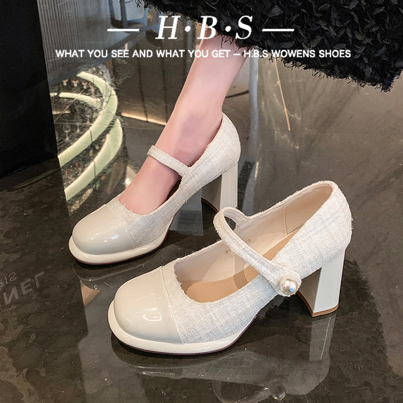 法式晚晚风玛丽珍鞋女春季季小香风单鞋2025新款配裙子气质高跟鞋,女鞋,浅口单鞋,淘宝优惠券,粉丝福利购,淘宝优惠卷