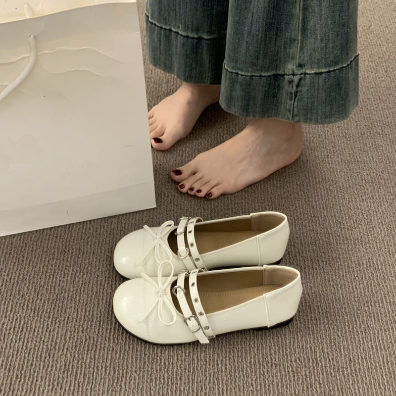 法式芭蕾风玛丽珍鞋女2026新款蝴蝶结一字扣带平底气质小皮鞋,女鞋,玛丽珍鞋,淘宝优惠券,粉丝福利购,淘宝优惠卷