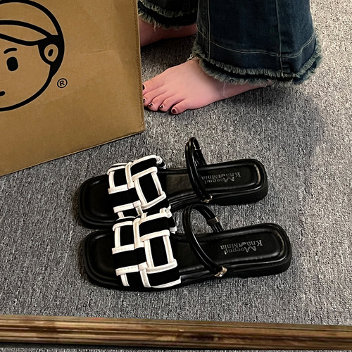 小红书爆款法式仙女风罗马凉拖