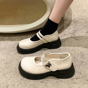 法式 玛丽珍小皮鞋 女2025年春秋新款 厚底百搭配裙子英伦风圆头单鞋
