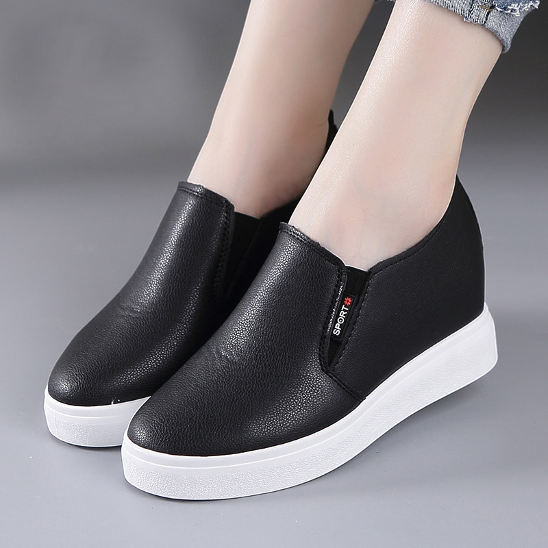 2020春圆头内增高单鞋一脚蹬乐福鞋休闲软底皮鞋坡跟中跟工作鞋女在类目 女鞋, 低帮鞋中 - 来自Buy2taobao.com提供专业的淘宝代购服务