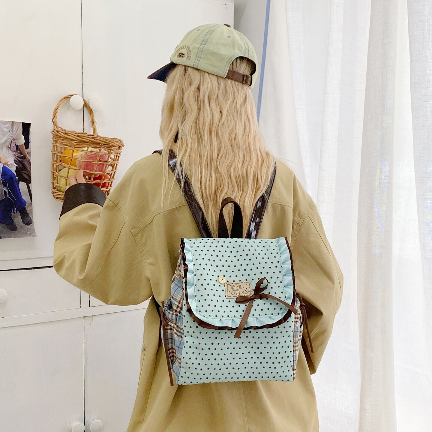 休闲时尚千禧风大容量双肩包女2025新款韩系上课包上班通勤双肩包