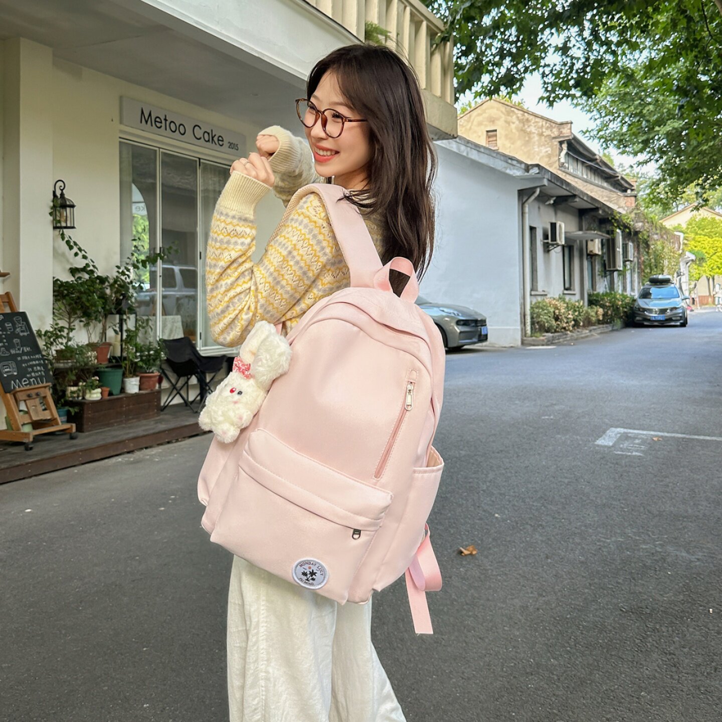 韩系学院风双肩包女大学生简约高颜值通勤旅行背包日系初中生书包