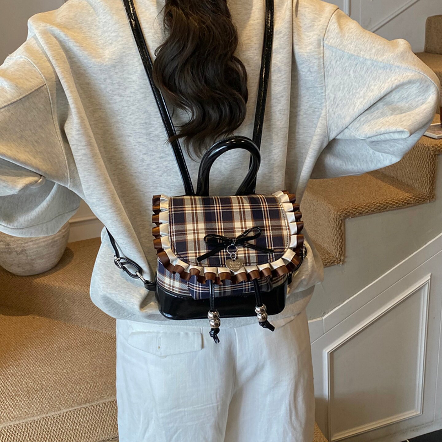 小众设计甜美风双肩包