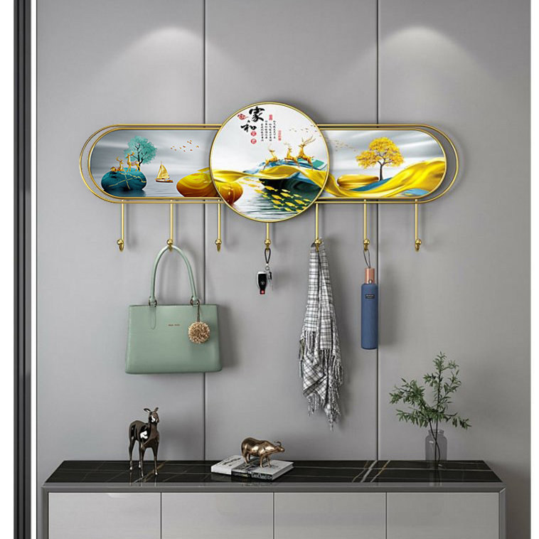 新中式玄关装饰挂钩壁挂式多层收纳架家居墙上挂件入门墙壁衣帽钩,家居饰品,装饰挂钩,淘宝优惠券,粉丝福利购,淘宝优惠卷