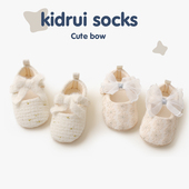 女宝蝴蝶结公主鞋 喜得瑞宝宝地板鞋 春秋纯棉婴幼儿周岁软底学步鞋