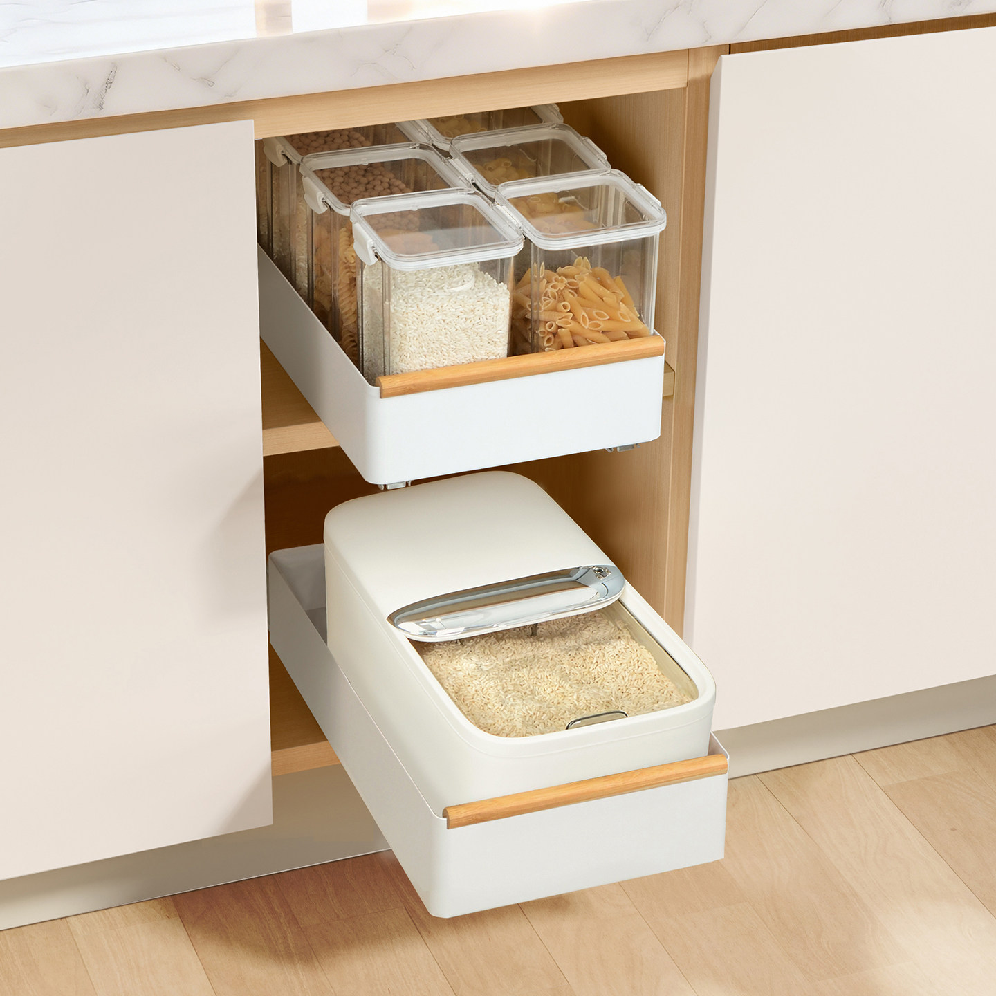 米箱拉篮抽拉式厨房米桶防虫防潮密封家用米粮收纳盒抽屉式置物架,家装主材,米桶,淘宝优惠券,粉丝福利购,淘宝优惠卷