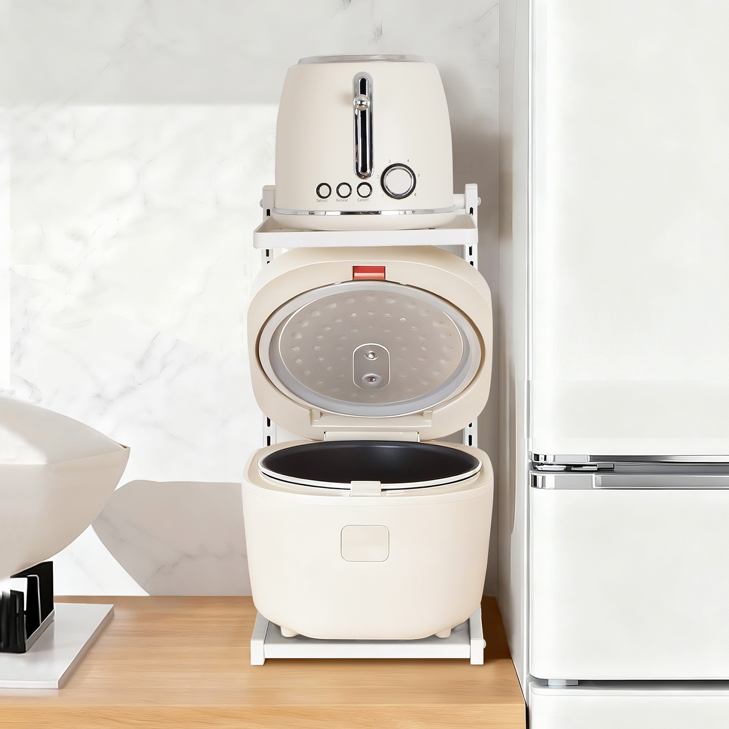 厨房台面电饭煲分层架窄款可调节