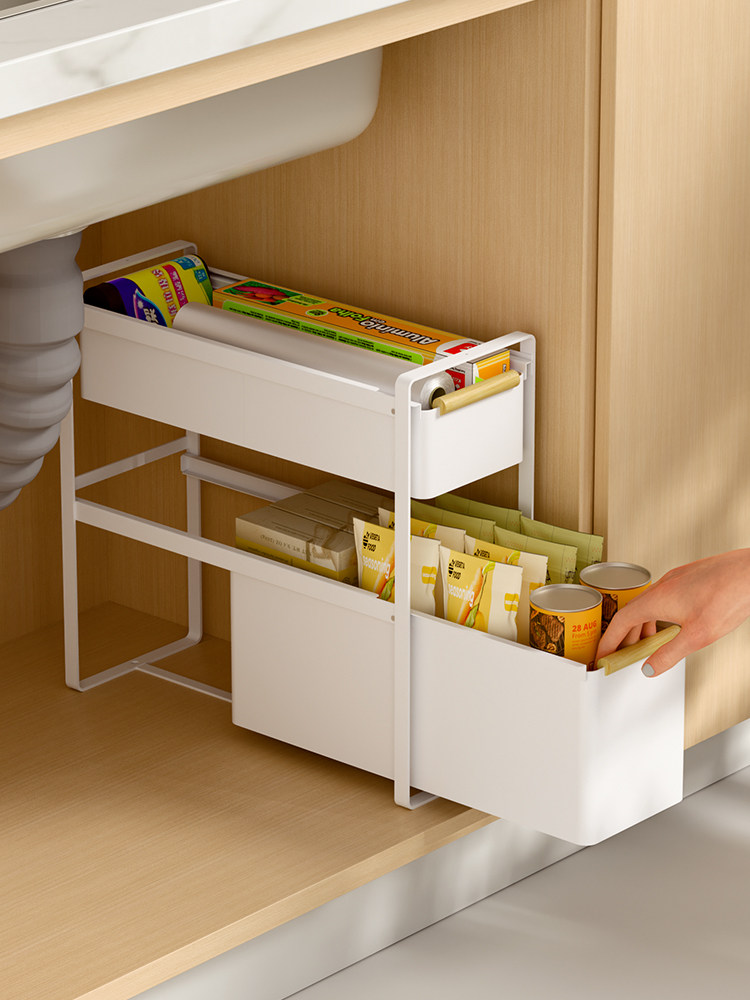 厨房橱柜拉篮下水槽置物架抽拉式调料架窄柜窄缝收纳抽屉式免安装