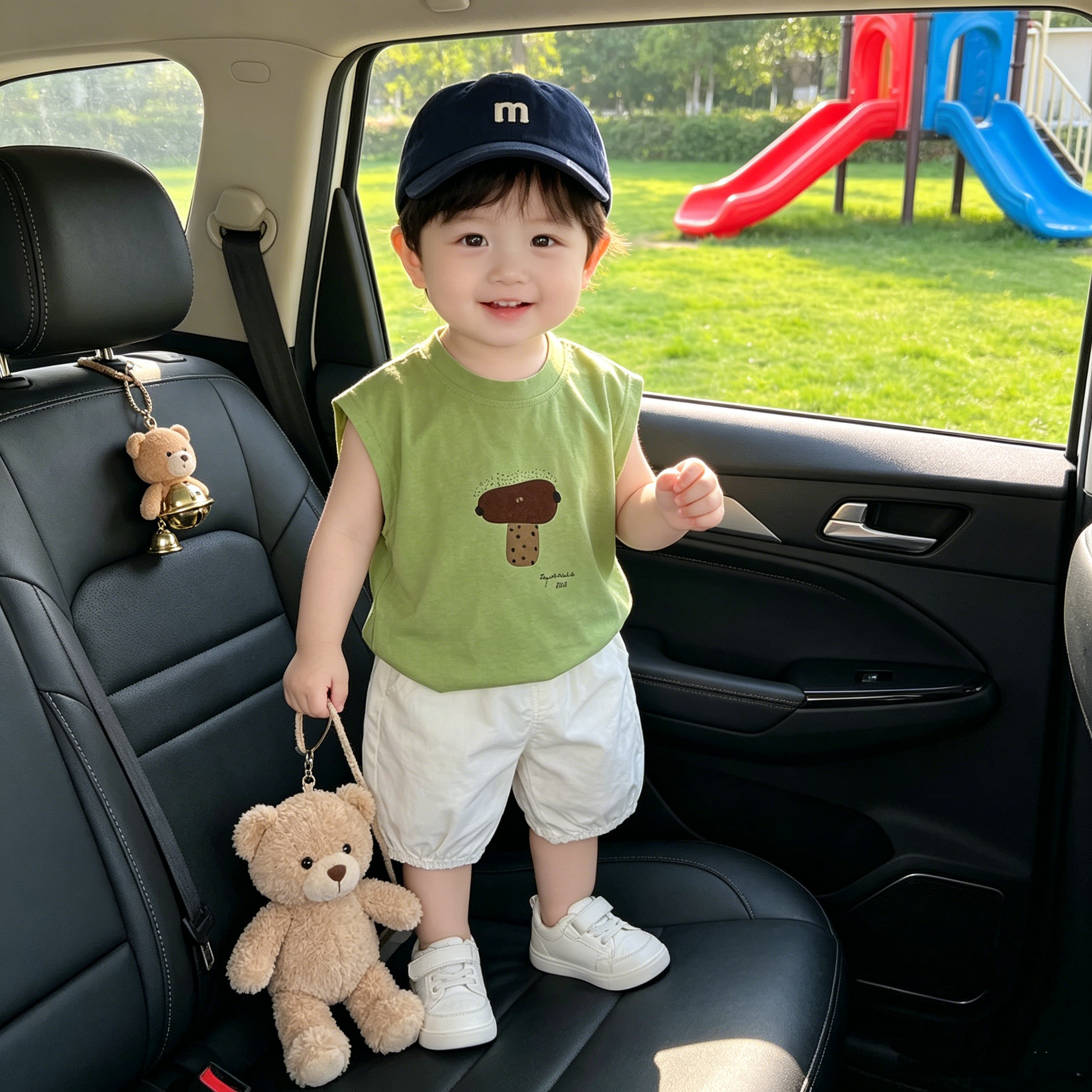 可爱卡通儿童无袖上衣套装2026夏季新款男童坎肩背心短裤两件套潮