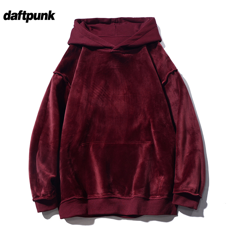 460G重磅金丝绒酒红色连帽卫衣