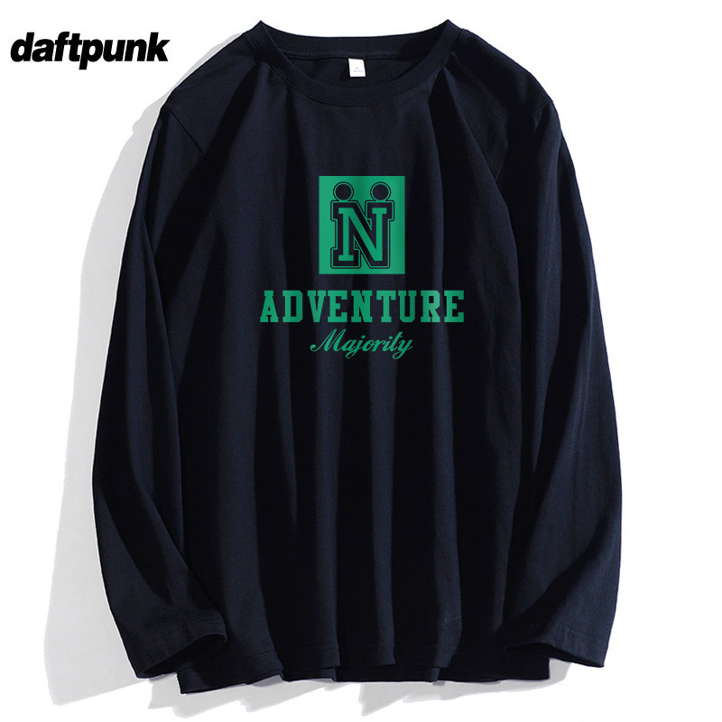 美式嘻哈字母印花纯棉长袖t恤秋