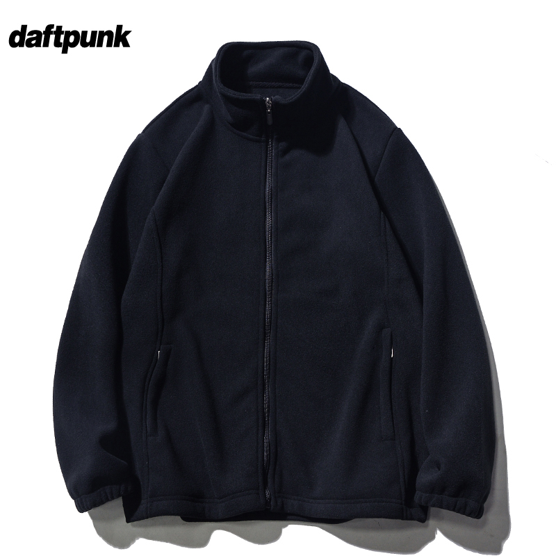 摇粒绒外套男秋冬纯色立领夹克