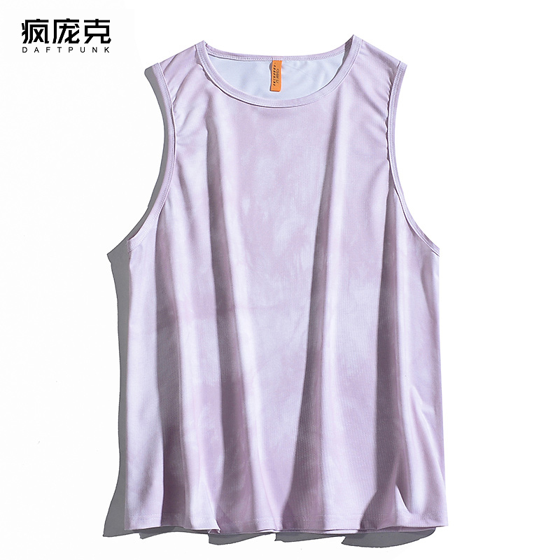 欧美高街扎染汗背心情侣无袖T恤