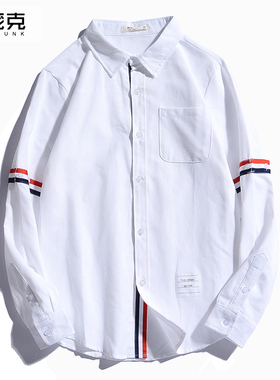 情侣装秋装BF牛津纺衬衫潮牌学院风jk男女学生dk班服长袖白色衬衣