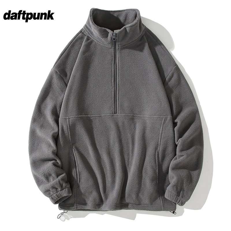 美式重磅摇粒绒外套男半拉链卫衣