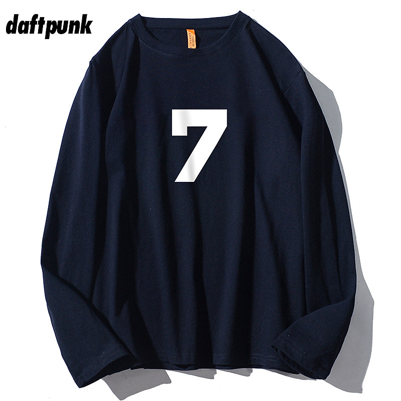 春秋季长袖T恤日系简约数字学生